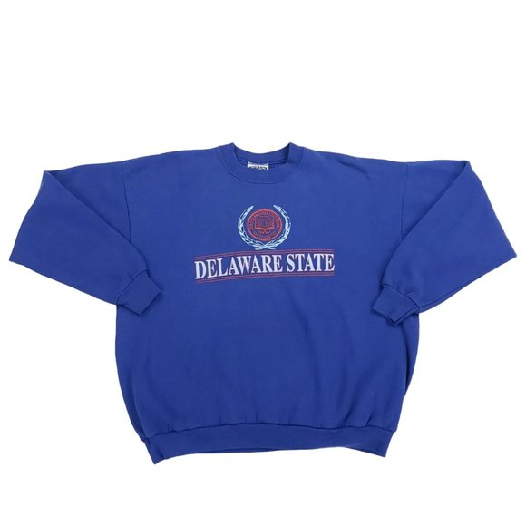 Vintage Delaware State University DSU USA Made Sweatshirt Mens Size XL Blue Lee